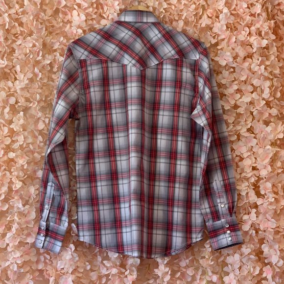 Men's Red & Gray Western Shirt - Picture 3 of 4